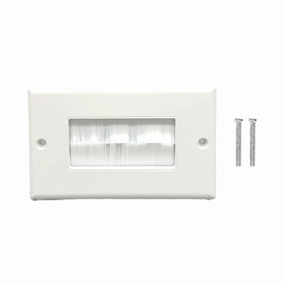 Brush Wall Plate with Bracket, Cable Pass Through Insert Single Gang Decorator Wall Cover for Voltage Cables