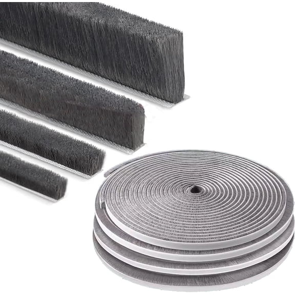 Brush Weather Stripping Grey-Brush Strip 0.9 x 0.4 x 32.8 FT For Sliding Windows & Doors