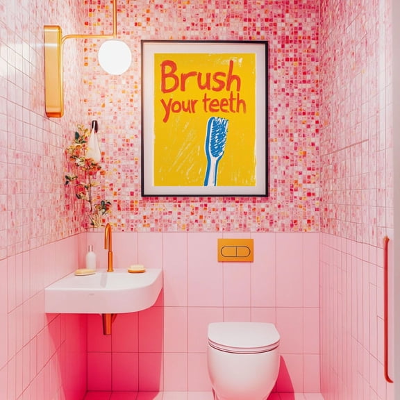 Brush Your Teeth Toothbrush Fun Bathroom Dentist Poster Unframed Paper Print