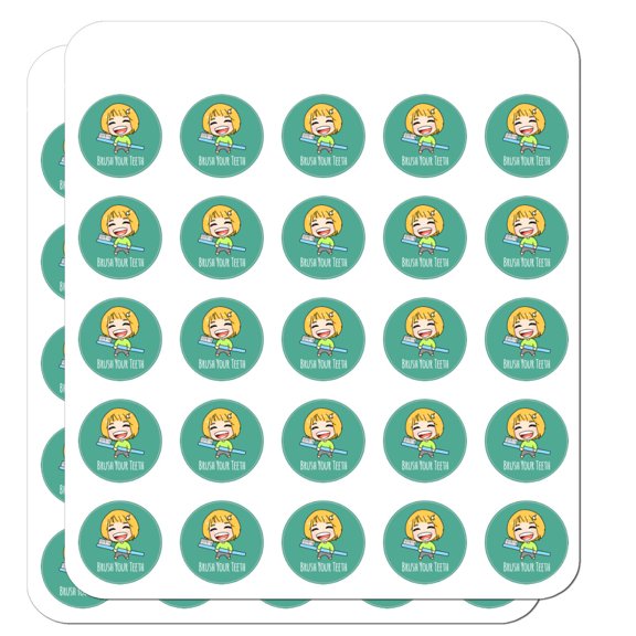 Brush Your Teeth Toothbrush Kawaii Chibi Planner Calendar Scrapbooking Crafting Stickers