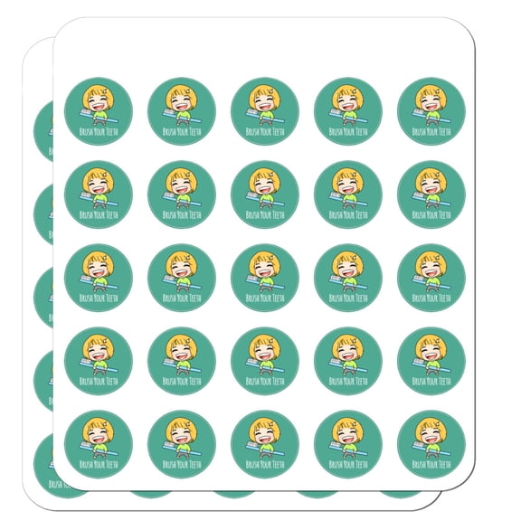 Brush Your Teeth Toothbrush Kawaii Chibi Planner Calendar Scrapbooking Crafting Stickers