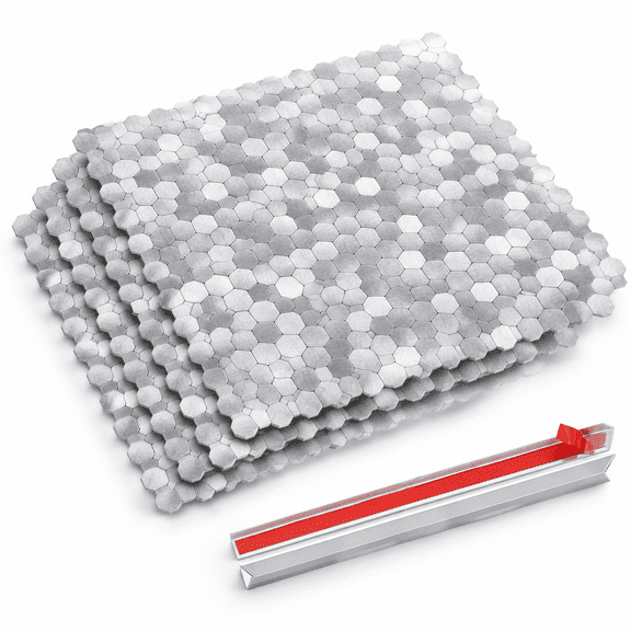 Brushd Nickel Hex Aluminum 5 Pack Peel and Stick Hexagonal Metal Backsplash Tiles