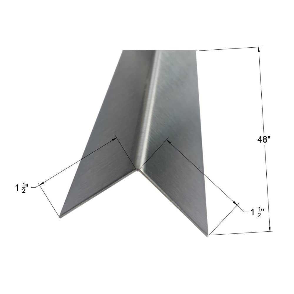 Brushed 304 Stainless Steel Corner Guard, ive Angle, 48'' Long (1 1/2 X 1 1/2, 20GA, No Hug