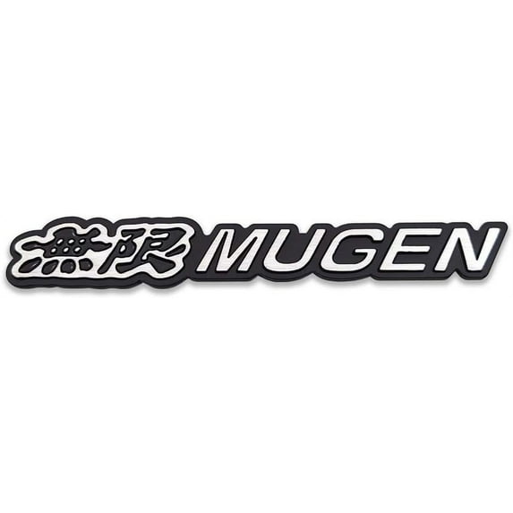 Brushed Aluminum Metal Black Mugen Logo Car Emblem Premium 3D Letter Badge Racing Sport Sticker Turbo Power Decal (Black) Civic Type r Integra Rsx