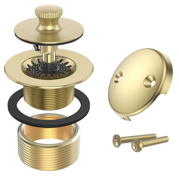 Brushed Bathtub Drain Bath Tub Trim Set Conversion Kitembly All Brlift And Turn Twist Drareplacement With Two-hole Overflow Faceplate