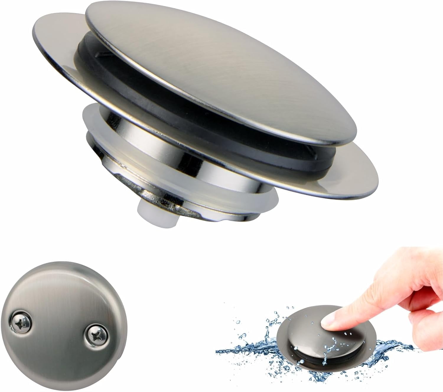 Brushed Bathtub Stopper Tub Drain, Universal Pop Up Tub Drain Stopper ...