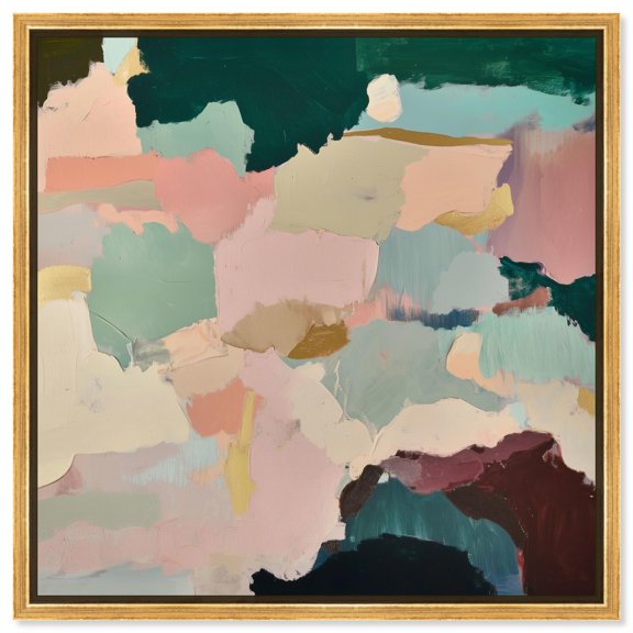 Brushed Beauty II Canvas Green Wall Art by Art Remedy, Gold Frame, 40 x 40