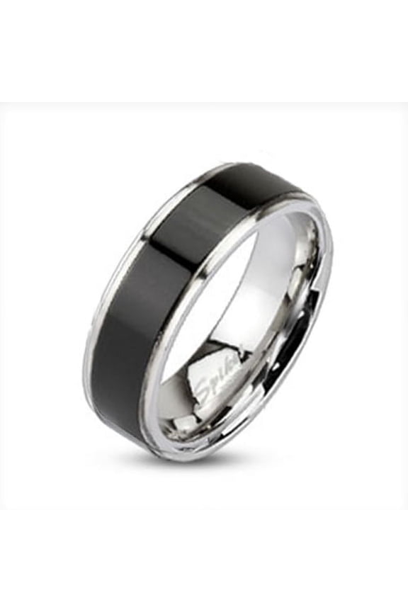 Brushed Black IP Center Band Men's Ring 316L Stainless Steel (SIZE: 11)