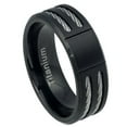 thumbnail image 1 of Brushed Black Ion Plated Titanium Double Cable Design Ring Size 14, 1 of 3