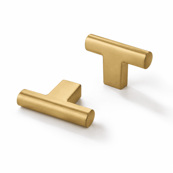 Brushed Brass 2 inch(49mm)Overall length 2-pack Solid Metal Cabinet Knobs for Kitchen Drawers