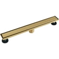 thumbnail image 1 of Brushed Brass 24-Inch Linear Shower Drain- with 2-in-1 Flat & Tile Insert Cover, 304 Stainless Steel Rectangle Shower Floor Drain,Floor Shower Drain, 1 of 7