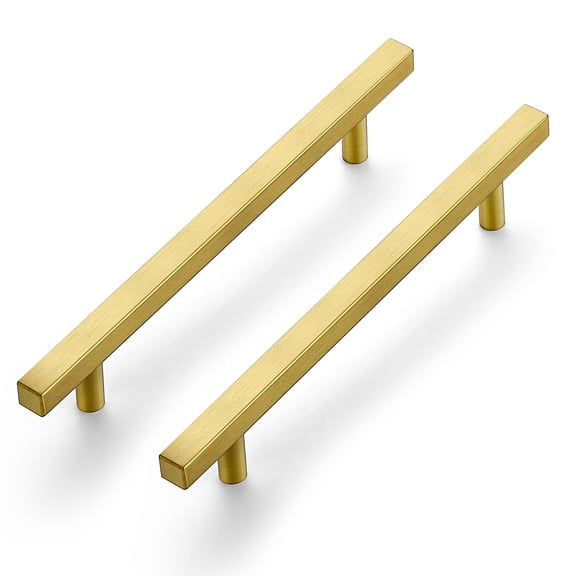 Brushed Brass 5 Pack Square Cabinet Pulls