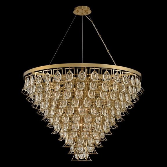 Brushed Brass Art Deco Crystal Pendant Light