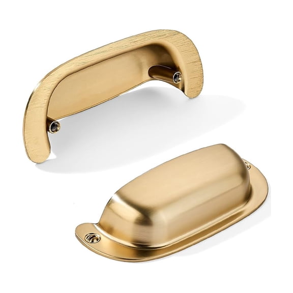 Brushed Brass Cabinet & Furniture Pulls 2-1/2"(64mm) Hole Center 10-Pack