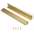 thumbnail image 1 of Brushed Brass Pack of 6 and 10 Edge Finger Pulls for Cabinets Kitchen Invisible Hardware Concealed Aluminum Hidden Pull Drawer Handles Easy to Install 11.81“, 6.3”, 6“, 4.72”, 3.15“ Overall Length, 1 of 7