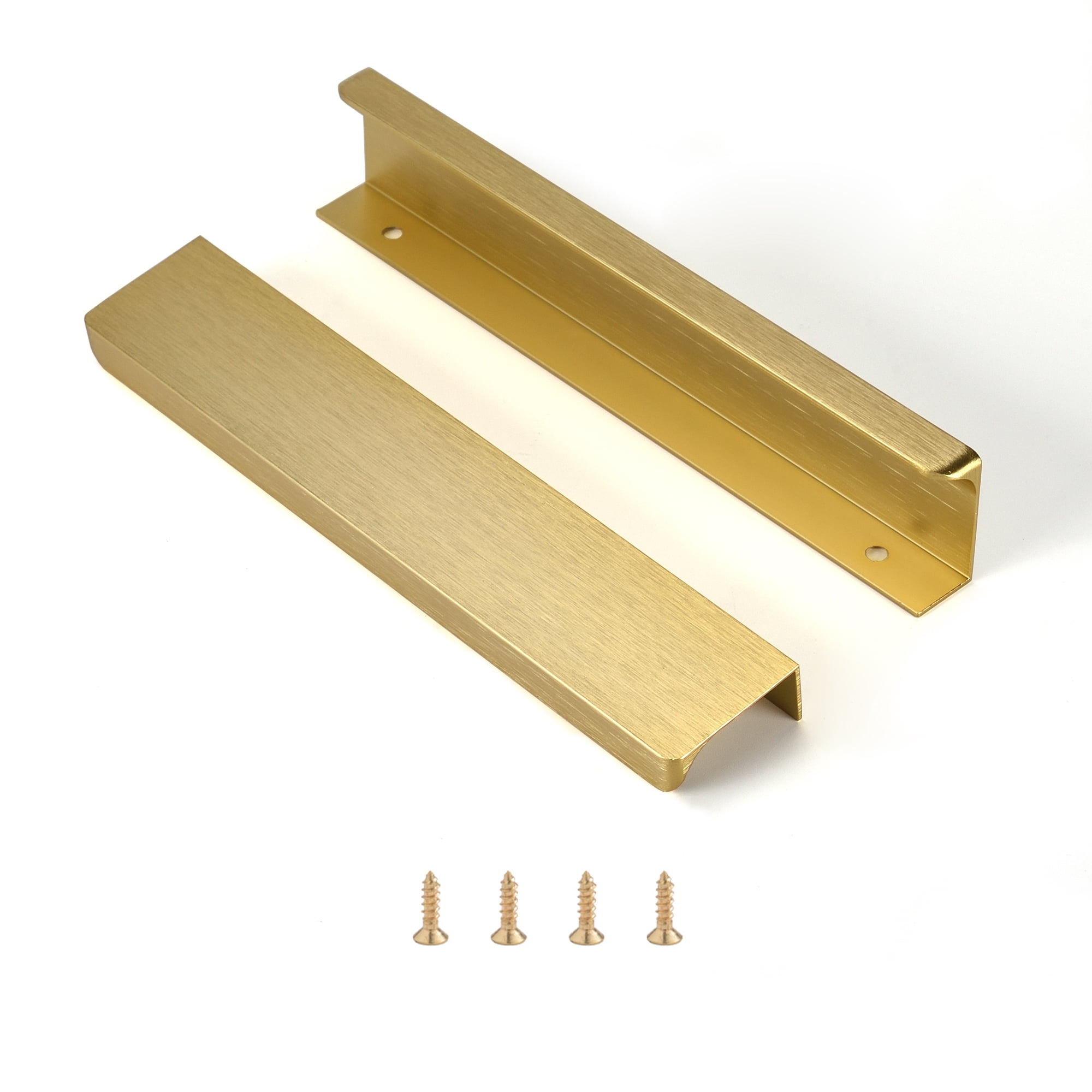 File Finger Pull Brushed Brass Pack of 6 and 10 Edge Finger Pulls for Cabinets Kitchen ...