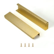 Brushed Brass Pack of 6 and 10 Edge Finger Pulls for Cabinets Kitchen Invisible Hardware Concealed Aluminum Hidden Pull Drawer Handles Easy to Install 11.81“, 6.3”, 6“, 4.72”, 3.15“ Overall Length