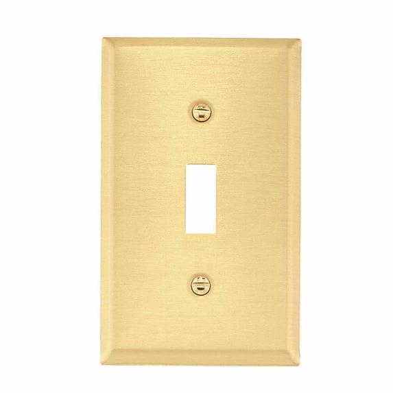 Brushed Brass Toggle Switch Plate Decorative Rectangular Wall Plate 4.5" H x 2.75" W Standard Size Switch Plate Single Toggle/Dimmer Switch Plate Renovators Supply