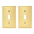thumbnail image 1 of Brushed Brass Toggle Switch Plate Decorative Rectangular Wall Plate 4.5" H x 2.75" W Standard Size Switch Plate Single Toggle/Dimmer Switch Plate | Renovators Supply Pack of 2, 1 of 2