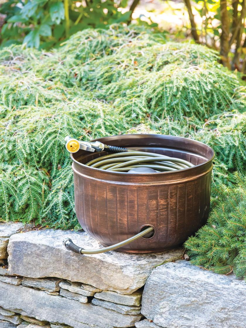 Brushed Bronze Brown Decorative Garden Hose Pot