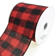 thumbnail image 1 of Brushed Buffalo Plaid Wired Ribbon, Red/Black, 4-Inch, 10-Yard, 1 of 1