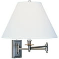 thumbnail image 1 of Brushed Chrome Srkashlteni Collection Swing-Arm Wall Sconce Bedside lamp - Ascot White Fabric Shade Lighting Fixture | 3-Way Adjustable, Contemporary Design, UL Listed for Dry Locations, 1 of 2
