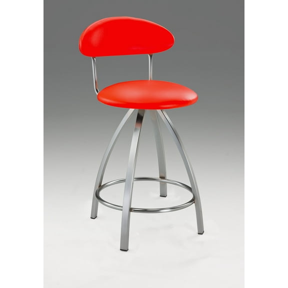 Brushed Chrome frame with Red PU Seat, 30" Height, Set of 2