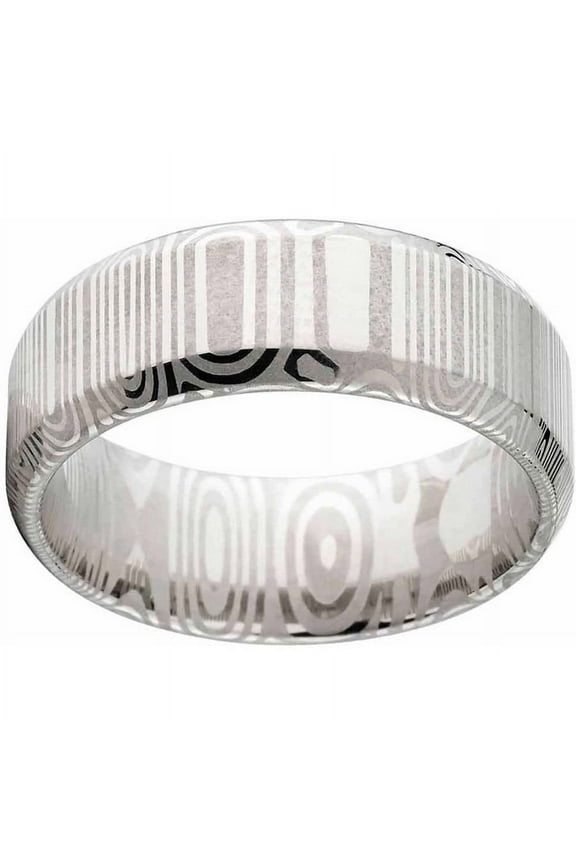 Brushed Damascus Steel Wedding Band with Comfort Fit Design