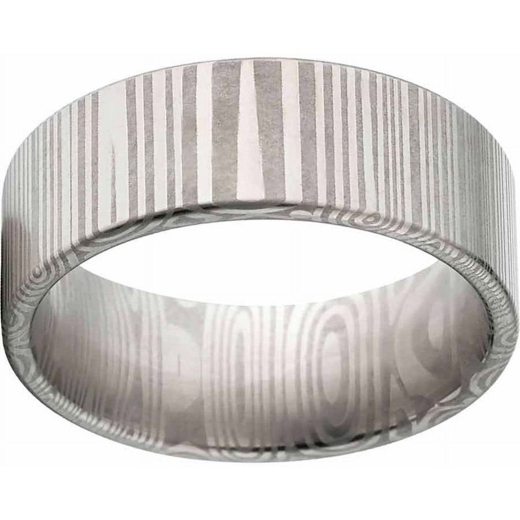 Brushed Damascus Steel Wedding Band with Comfort Fit Design