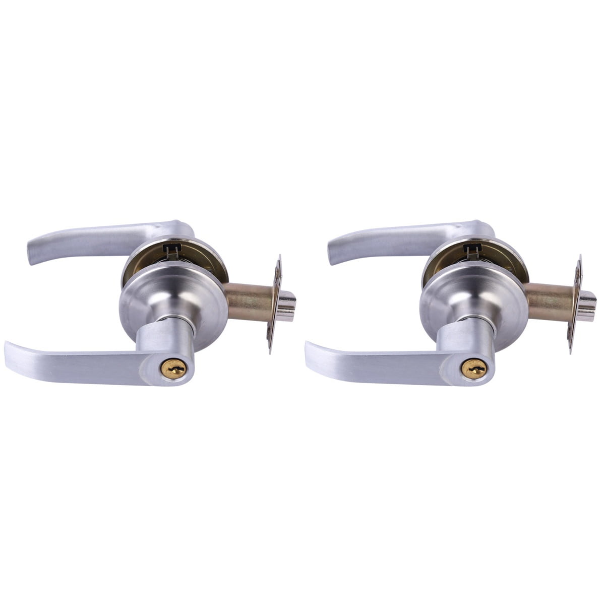 Brushed Door Knobs Interior,Bath & Bed Privacy Door Knob, Keyless Door Lock Round Doorknobs with 3 Keys