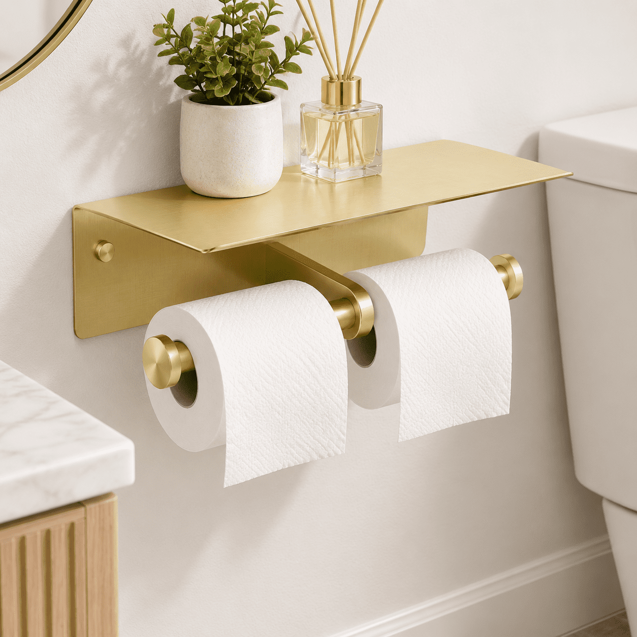 Brushed Dual Toilet Paper Holder With Sh Wall Mount - Walmart.com