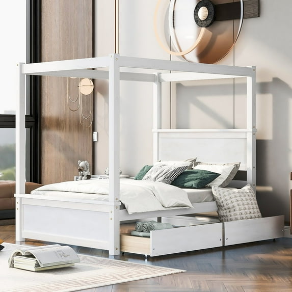 Brushed Finish - Built-in Headboard and Footboard - Bedroom Setting - Timeless Aesthetic