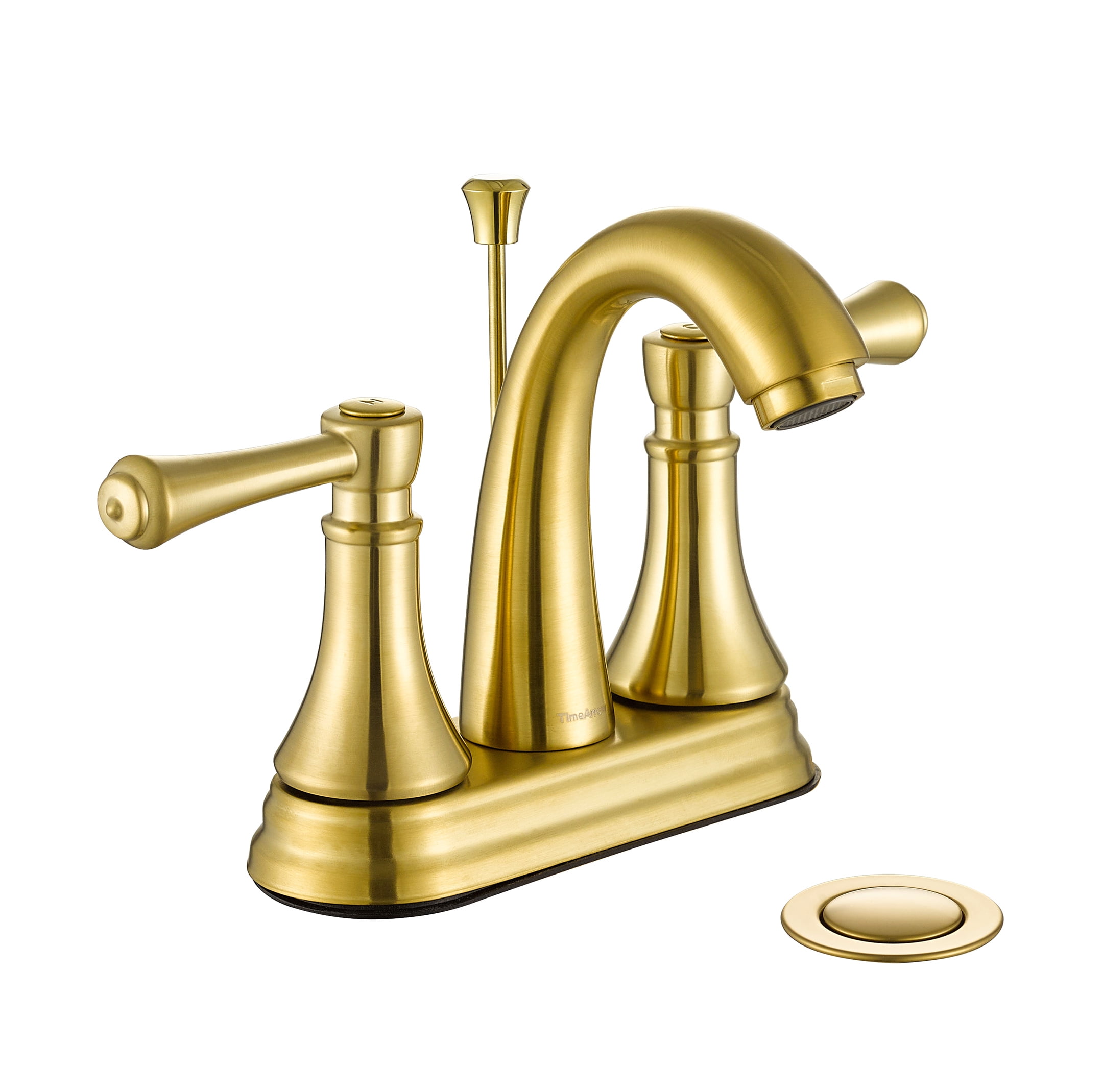 Brushed Gold 4 Inch Bathroom Sink Faucet for 3 Hole, 2 Handle Centerset