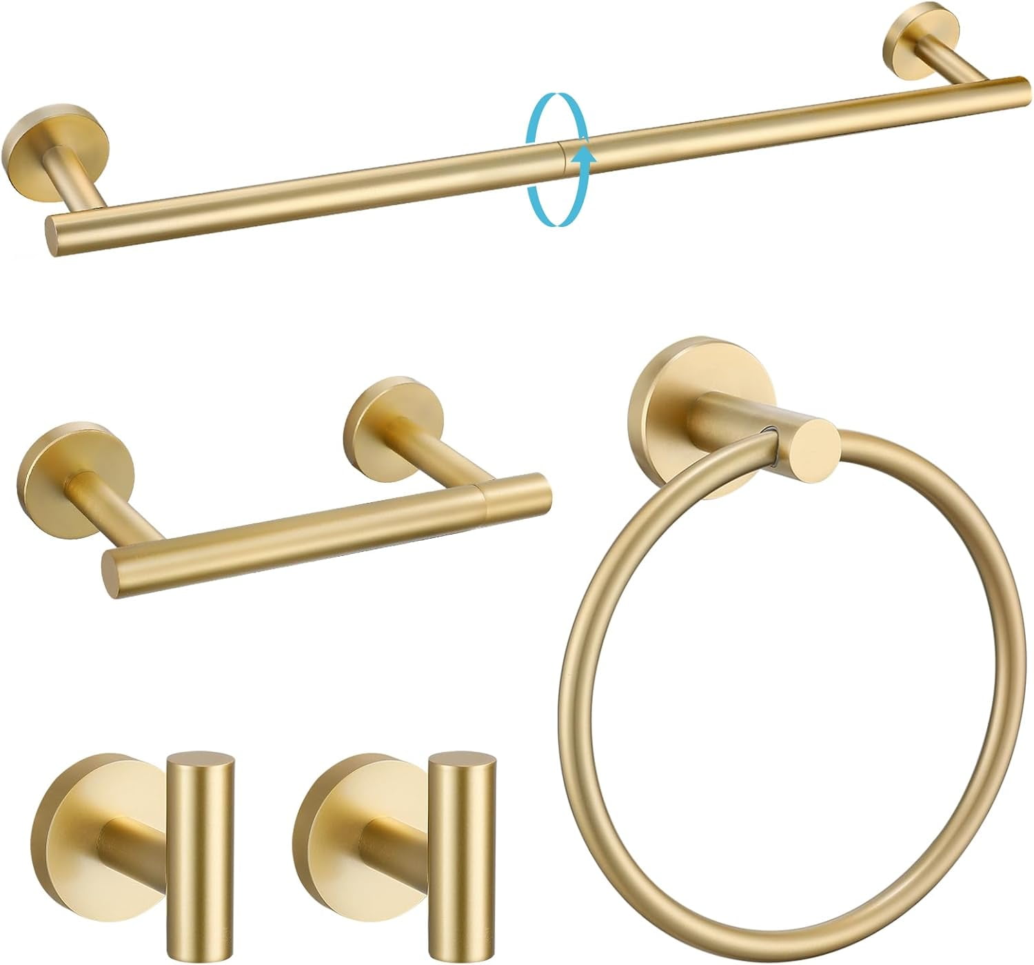 5 Piece Bathroom Hardware Set, Stainless Steel Bath Towel Bar Set, 24 ...
