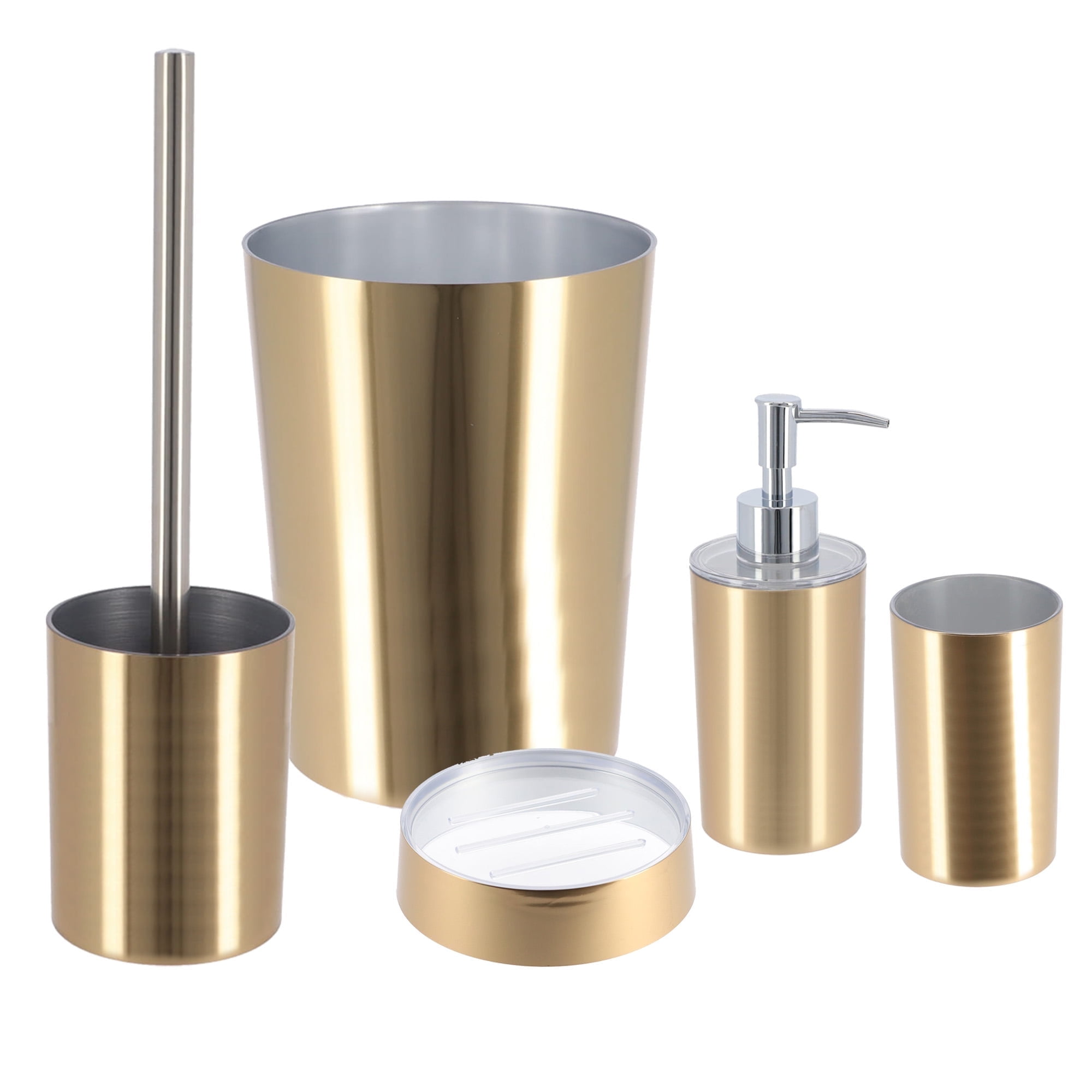 Brushed Gold Bathroom Accessory Set 5-Pieces GOLDEN - Walmart.com