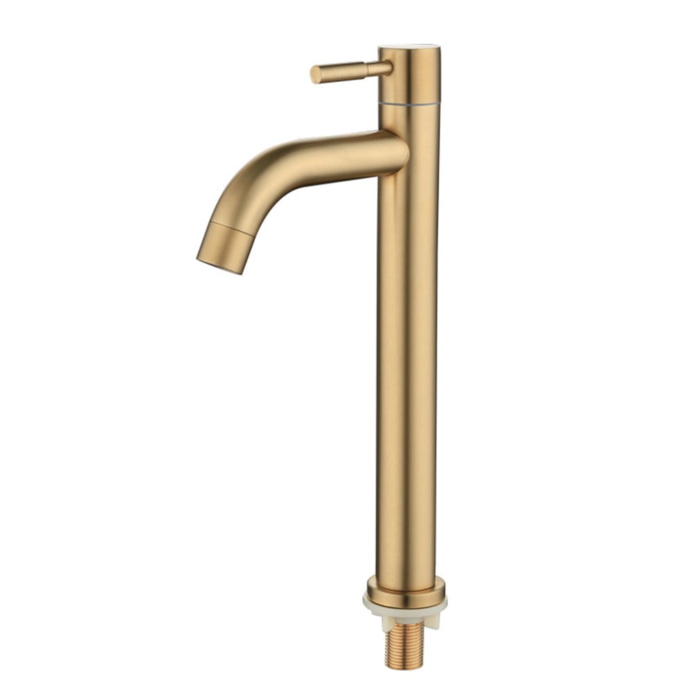 Brushed Gold Bathroom Basin Single Hole Cold Handle Shower Head Sink Faucet Bath