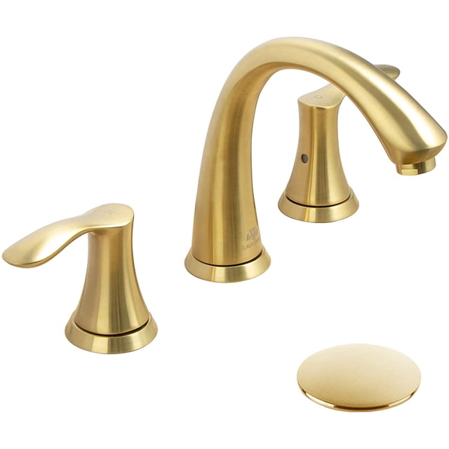 Brushed Gold Bathroom Faucet 3 Hole, Lava Odoro 8 inch Widespread ...