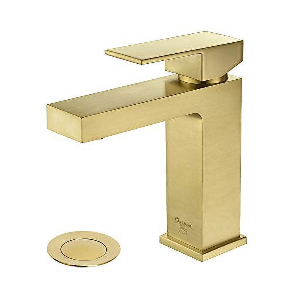 Brushed Gold Single Handle Brass Bathroom Faucet