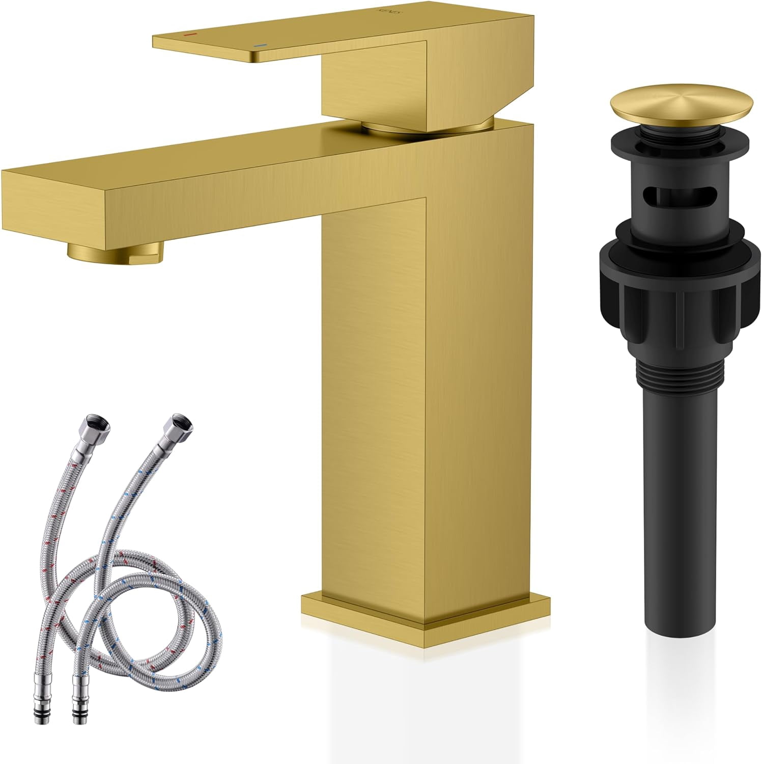 Brushed Gold Bathroom Faucets, Modern Single Hole Lavatory Vanity ...