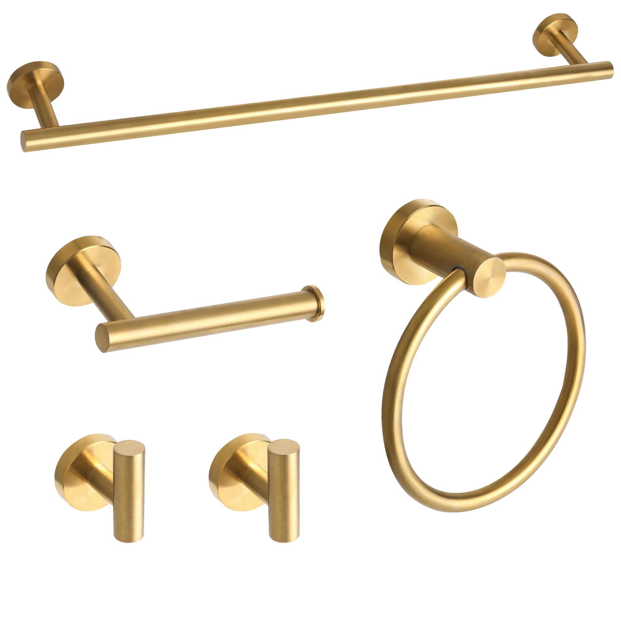 Brushed Gold Bathroom Hardware Accessories Set 5 Piece, Stainless Steel ...