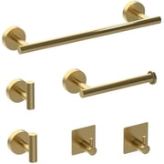 Brushed Gold Bathroom Hardware Accessories Set 5 Piece, Stainless Steel Bath Towel Bar Set 24 Inch,Toilet Paper Holder,Towel Ring Holder,Towel Rack Set,Gold Bathroom Accessories Kit