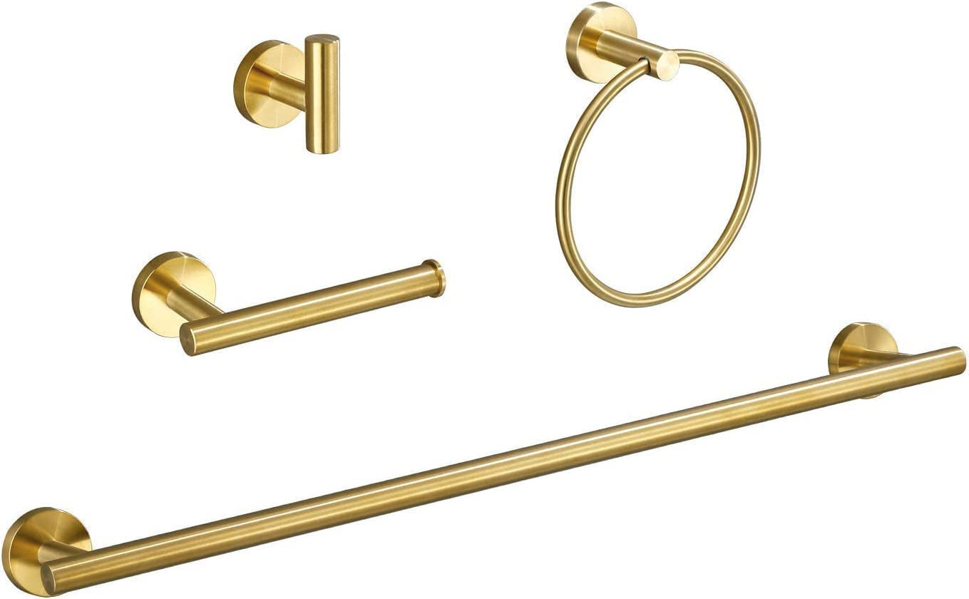 Brushed Gold Bathroom Hardware Set, Includes 18Inch Bath Towel Bar