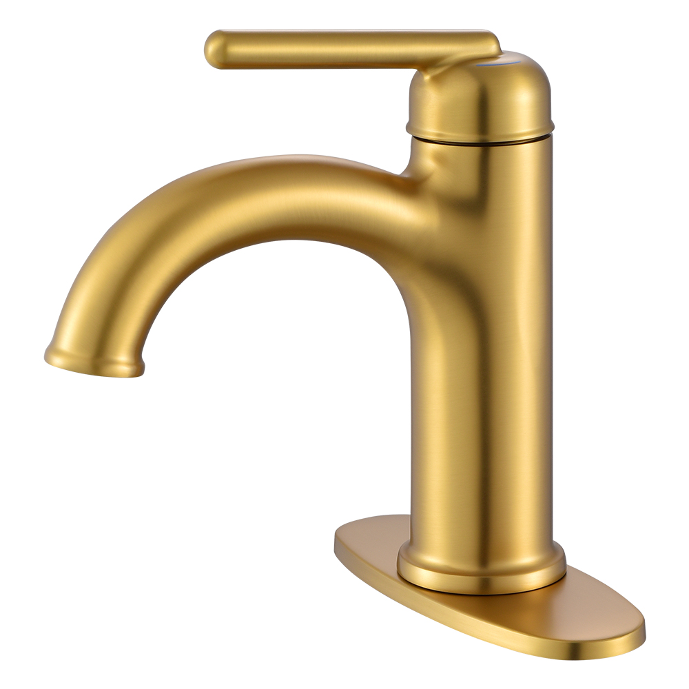 Wowkk Bathroom Faucet Brushed Gold Bathroom Sink Faucets Single Handle Vanity Faucet Pop-Up Drain Included, Modern RV Faucet with Water Supply Line and Deck Mount 1 Hole or 3 Hole