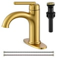 thumbnail image 1 of Wowkk Bathroom Faucet Brushed Gold Bathroom Sink Faucets Single Handle Vanity Faucet Pop-Up Drain Included, Modern RV Faucet with Water Supply Line and Deck Mount 1 Hole or 3 Hole, 1 of 10