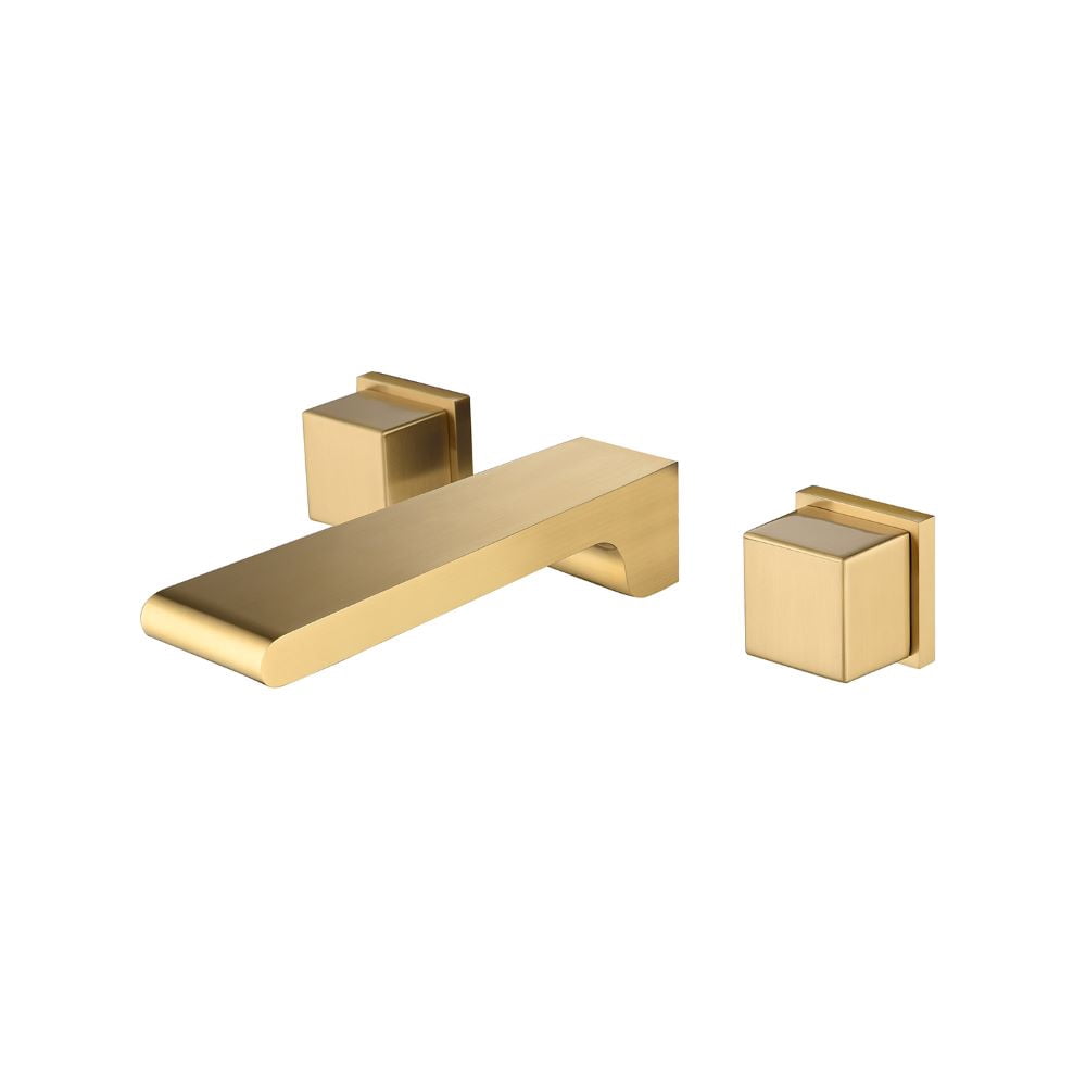 Brushed Gold Bathroom faucets, Wall Mounted Sink Faucet with 2-Handle ...