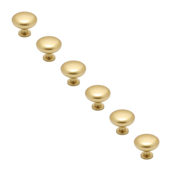 Brushed Gold Cabinet Knobs Round Brass Drawer Pulls Kitchen Cupboard ...