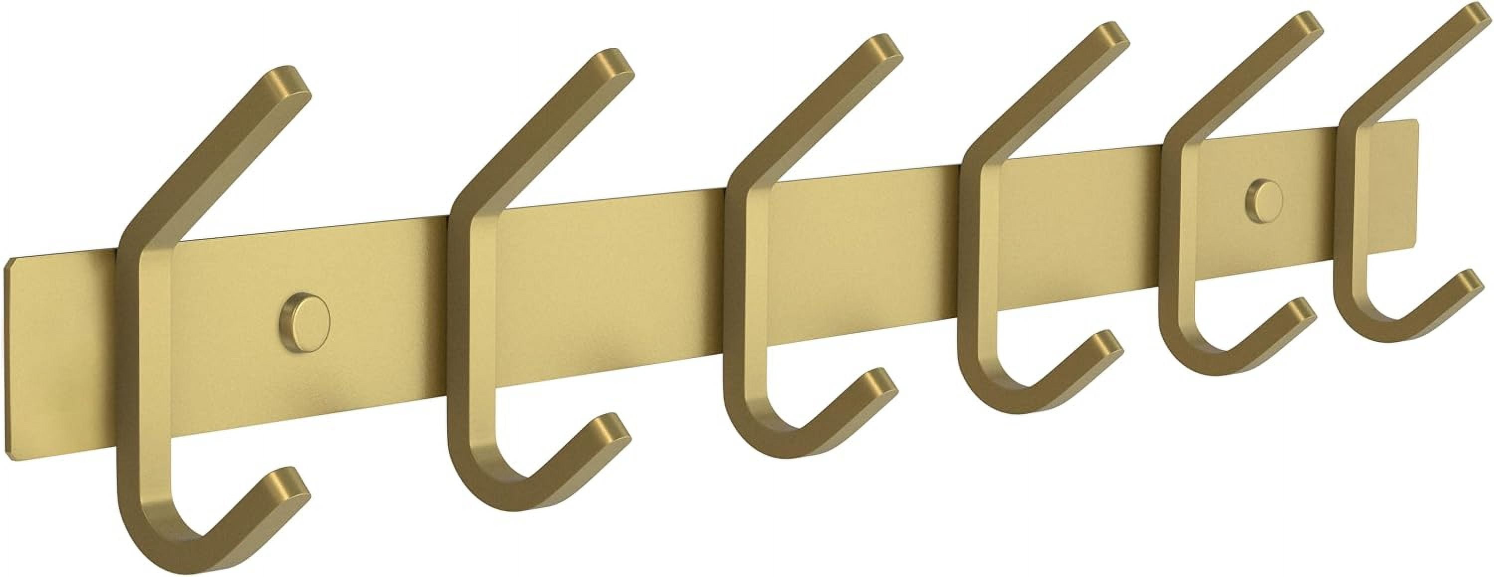 Brushed Gold Coat Rack Wall Mount with 6 Double Hooks for Hanging – 17 ...