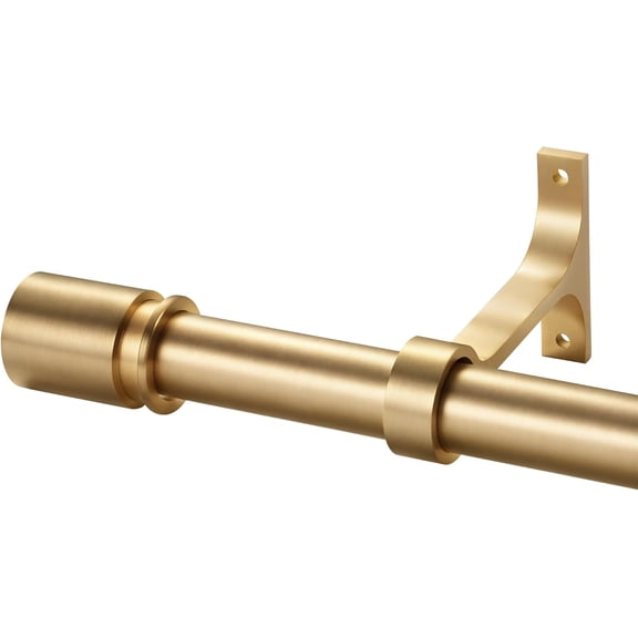 Brushed Gold Finish Curtain Rods, Adjustable 72 to 144 Inches, 1 Inch Heavy Duty with Aluminum Finials & Brackets, Wall or Ceiling Mount