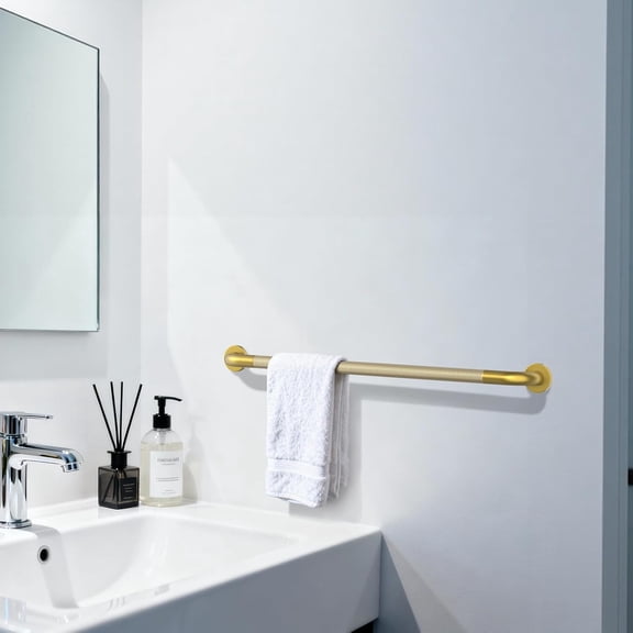 Brushed Gold Grab Bar 36 Inch, Anti-Slip Bathroom Grab Bar w/Knurled Grip, Stainless Steel Safety Handrail for Toilet Bathtub Stair, Wall Mounted Shower Handle Handicap Bars for Senior Elderly