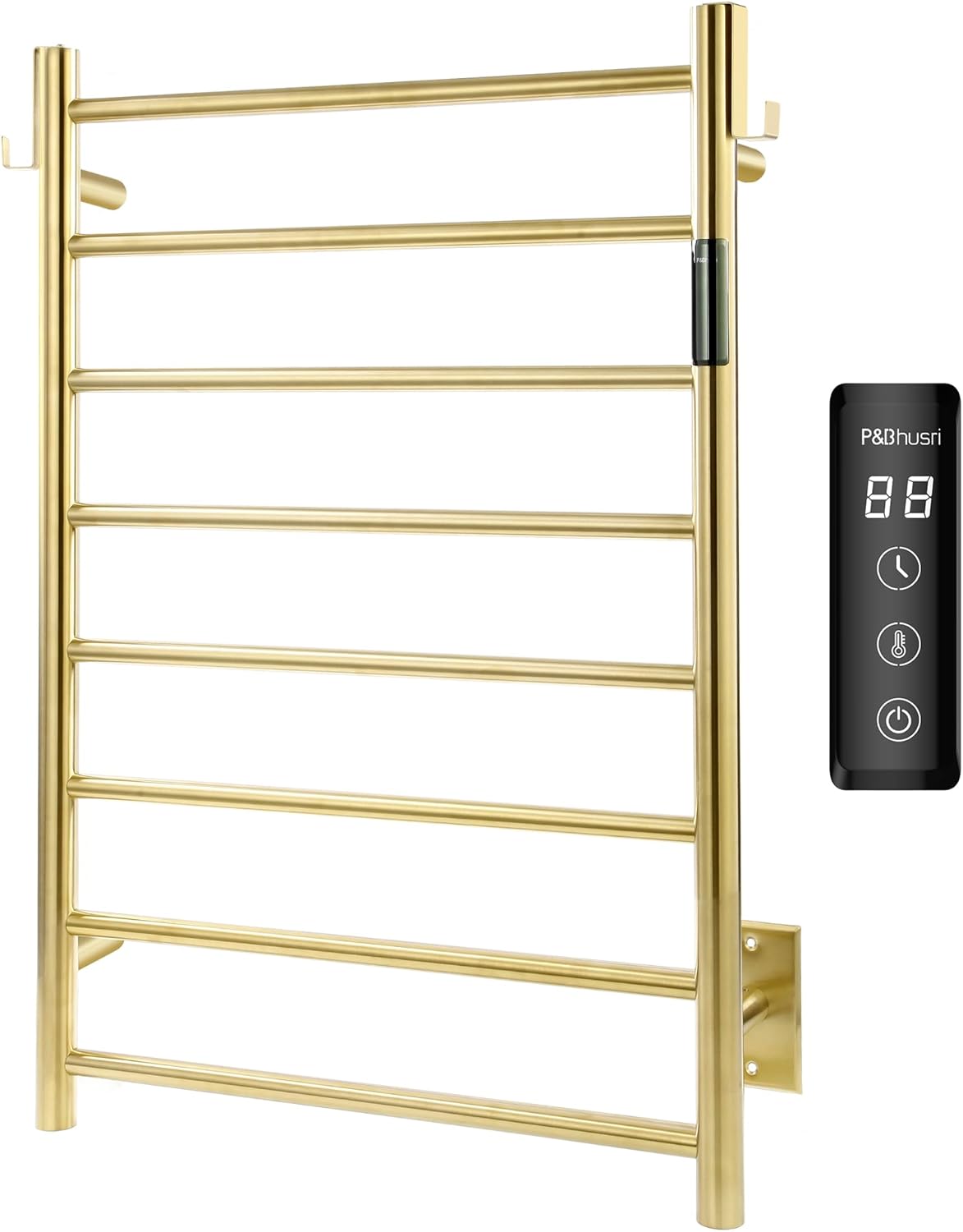 Brushed Gold Heated Towel Rack 8-bar Fast Heating Electric Towel Dryer ...